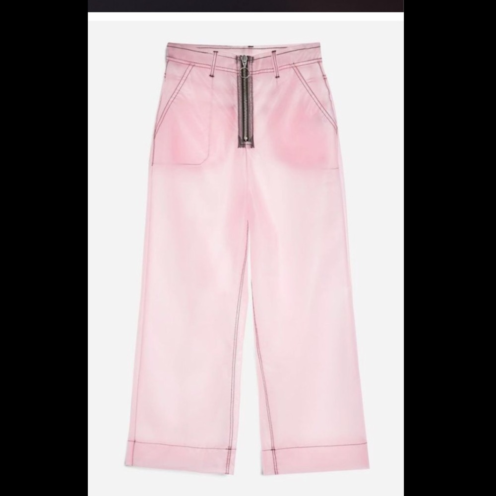 Topshop pink transparent cropped jeans